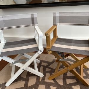 Fauteuil Metteur en scène personnalisé toile basque gris rayé (photo 1/2)